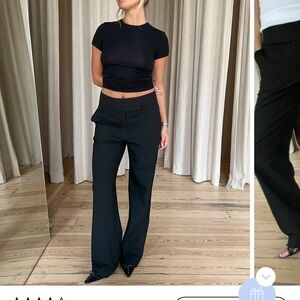 Djerf Avenue Black Wide-Leg Trousers